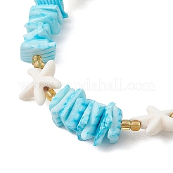 Bracelets en perles de turquoise synthétique et de coquillages naturels pour femmes&nbsp;BJEW-JB13585