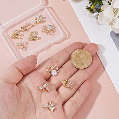 10 pièces 5 styles en laiton micro pavé pendentifs en zircone cubique claire&nbsp;KK-HS0015-25