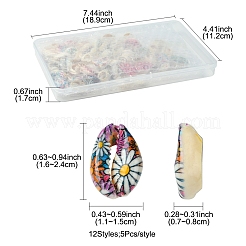 60 Stück 12 Stile bedruckte natürliche Muschelperlen&nbsp;BSHE-FS0001-08