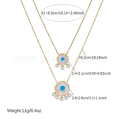 Collar doble de acero inoxidable 304 con colgante de ojo turco azul y acrílico para mujer.&nbsp;WG0980E-01
