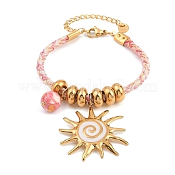 Braccialetti con ciondoli in acciaio inossidabile 304 e pietre arcobaleno sintetiche&nbsp;BJEW-K247-04G
