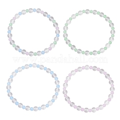4 bracelet extensible en perles rondes en jade malaisien teinté naturel et cristal de quartz synthétique pour femmes&nbsp;BJEW-JB12253