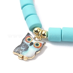 Pulseras elásticas con cuentas de columna de arcilla polimérica&nbsp;BJEW-JB09782