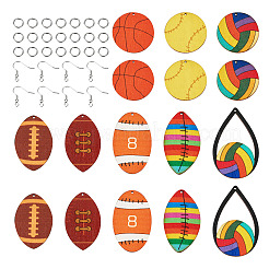 DIY Sportbälle Holz & Messing Ohrhänger Schmuckherstellungssets&nbsp;DIY-TA0010-47