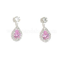 Boucles d'oreilles pendantes en forme de larme avec micro pavé de zircons cubiques en laiton&nbsp;FS-WG4A904-03