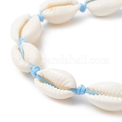 Bracelet coquillage naturel et perles tressées turquoises synthétiques pour femme&nbsp;BJEW-JB09245-01