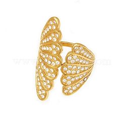 Anelli aperti a bracciale in acciaio inossidabile 304 con micro pavé di zirconi cubici trasparenti.&nbsp;WG89790-01