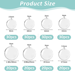 200pcs 8 Arten transparente Glascabochons&nbsp;GLAA-FH0001-88