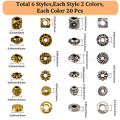240 Stück 12 Stile Perlen aus Zinklegierung im tibetischen Stil&nbsp;FIND-SC0019-94