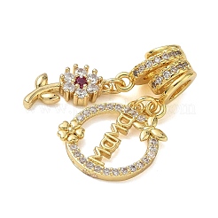 Pendentifs en laiton avec micro pavé de zircone cubique transparent pour la fête des mères&nbsp;CU-CBA4231-01B-G