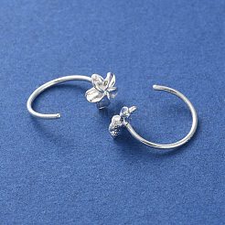 999 finos pendientes de plata con cierre de presión&nbsp;EJEW-P296-26D-S