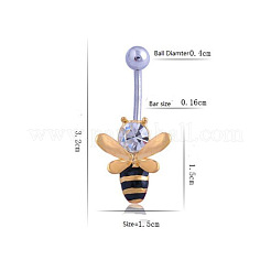 Bienen 316l chirurgischer Edelstahl Pavé klare Zirkonia schwarz Emaille gebogene Hantel Bauchnabelringe&nbsp;FS-WG23C2E-01
