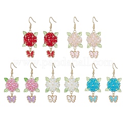 Orecchini pendenti a forma di fiore con farfalla in acciaio inossidabile 304&nbsp;EJEW-MZ00455