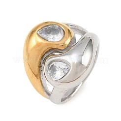304 Edelstahl Pavé-Fingerringe mit Zirkonia für Damen&nbsp;CU-CBAA973-06G