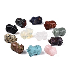 Set di statuette di maiali in pietre preziose miste naturali e sintetiche&nbsp;G-Q615-06
