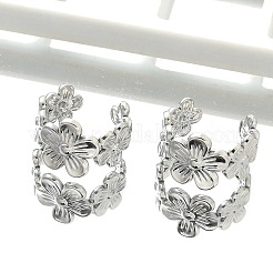 Manschettenohrringe aus 304er Edelstahl mit Blumenmotiv für Damen&nbsp;EJEW-A118-03P
