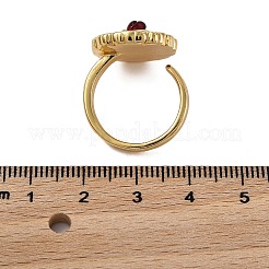 Offene Manschettenringe aus Messing mit Emaille und Blumenmuster und natürlichen Süßwasserperlen für Damen&nbsp;RJEW-G342-01G-02