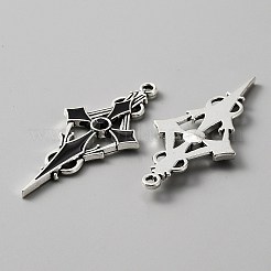Jet-Strass-Kreuzanhänger mit schwarzer Emaille&nbsp;LS-ENAM-WH0001-06AS-01