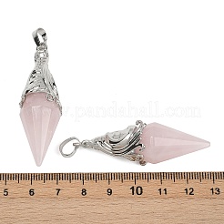 Natürliche Rosenquarz facettierte Doppelkegel große Anhänger&nbsp;G-Z101-03P-08
