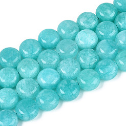 Teñidos naturales blancas abalorios de jade hebras&nbsp;G-T143-16F