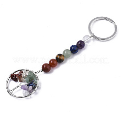 Chakra-Schlüsselbund aus natürlichen Edelsteinchips&nbsp;X-G-N0326-004A