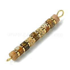 Natürlicher Bildjaspis und galvanisierter synthetischer nicht magnetischer Hämatit-Heishi-Verbindungsanhänger&nbsp;PALLOY-JF03291-08