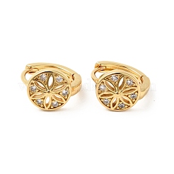 Boucles d'oreilles créoles fleur zircone cubique&nbsp;EJEW-G312-19G-02