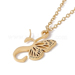 Lettre initiale avec collier pendentif papillon&nbsp;NJEW-C026-01G-S
