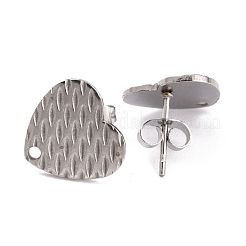 Orecchini a bottone in acciaio inossidabile 304 a forma di cuore anti-ossidazione&nbsp;EJEW-O104-11P