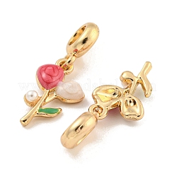 Gestell-Plattierungslegierung Emaille Blume europäische baumelnde Charms&nbsp;FIND-B034-45G-02