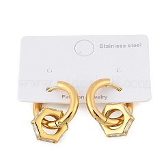 Boucles d'oreilles créoles en acier inoxydable 304 avec zircone cubique transparente&nbsp;EJEW-P343-01G