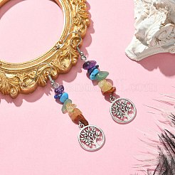 Pendientes colgantes con virutas de piedras mixtas naturales y sintéticas&nbsp;EJEW-JE05390-01