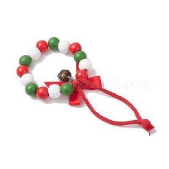 Décoration pendentif couronne de Noël en perles de bois&nbsp;HJEW-JM03829-03