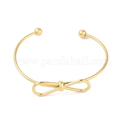Offene Armreifen aus 304 Edelstahl mit Schleife für Damen&nbsp;BJEW-Z064-04G