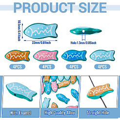 16 Stück 4 Farben Fisch Spray bemalt Legierung Emaille Perlen&nbsp;FIND-TA0010-36