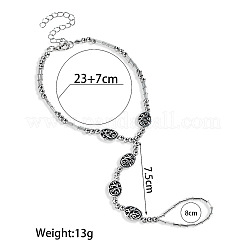 Verstellbare Fußkettchen aus hohler ovaler Gliederkette aus Legierung mit dehnbarem Zehenring für Damen&nbsp;FS-WG598B5-01
