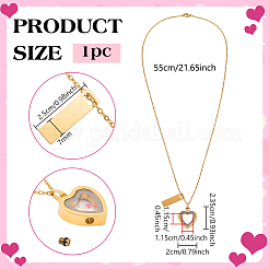 Urna para cenizas con colgante de corazón de vidrio de acero inoxidable 304&nbsp;NJEW-FG0001-25G