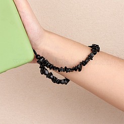 Natürliche Obsidian-Chips Handy Lanyard Handschlaufe&nbsp;HJEW-SW00018-04
