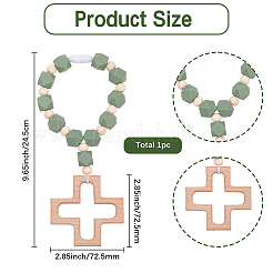 Ornamenti pendenti con perline di legno e silicone&nbsp;HJEW-BM00069
