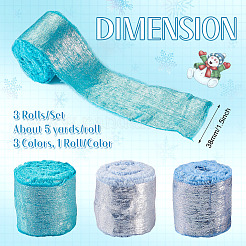 Ozean/Winter Thema 3 Rolle 3 Farben Polyester ausgefranstes Band&nbsp;DIY-TA0011-47A