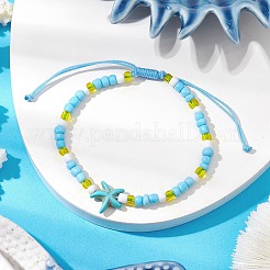Armbänder aus geflochtenen Perlen aus synthetischem Türkis und Glasssamen&nbsp;BJEW-JB11153-01