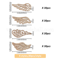 120 pieza de cabujones de madera de cobre de 4 estilos&nbsp;WOOD-FH0002-34