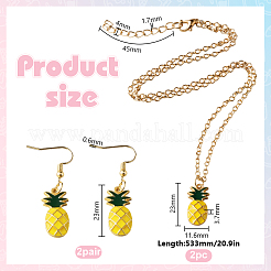Emaille-Legierung Ananas 2 Paar baumelnde Ohrringe & 2 Stück Anhänger Halskette&nbsp;SJEW-HY0001-08