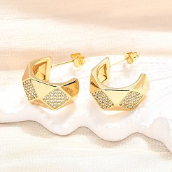 Aretes de circonita cúbica transparente con micropavé de latón para mujer&nbsp;EJEW-U056-05B-G