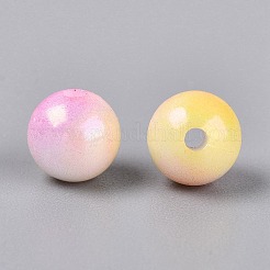 Perles en plastique opaque bicolores électroplaquées&nbsp;KY-N025-66B