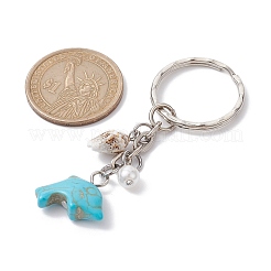 Schlüsselanhänger mit Anhänger aus synthetischem Türkis und Muscheln&nbsp;KEYC-JKC00653