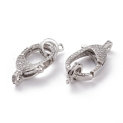 Latón micro pavimenta claro cubic zirconia cierres  de pinza de langosta&nbsp;KK-C100-43G