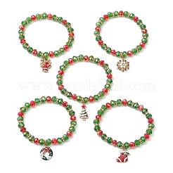 Bracelets extensibles en perles de verre sur le thème de Noël&nbsp;BJEW-JB11258