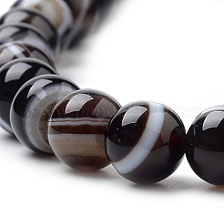 Chapelets de perles en agate à rayures naturelles/agates à bandes&nbsp;G-S259-04A-6mm