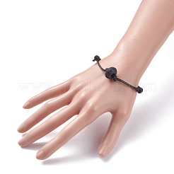 Bracciale in cordoncino con perline di roccia lavica naturale&nbsp;BJEW-JB07681-02
